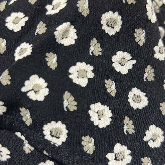 madewell ns232 Ruched V-Neck Mini Dress in Floral blk and wt nwt size 4 - Picture 9 of 13